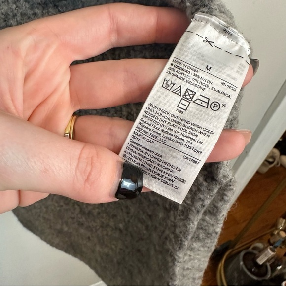 Gap | Gray Wool Blend Knit Fuzzy Hooded Open Front Cardigan Sweater Size Medium - Picture 4 of 5